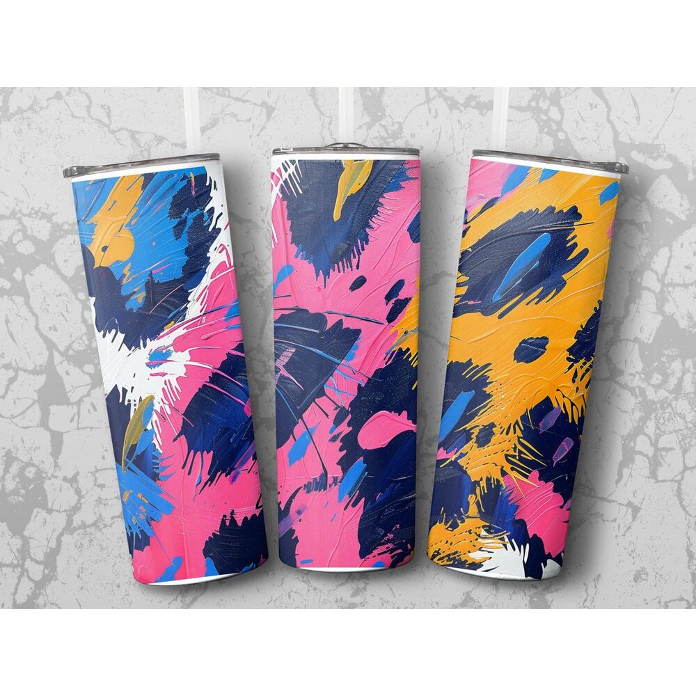 Abstract Animal Print Tumbler Wrap, Sublimation Art, Colorful Cheetah Pattern